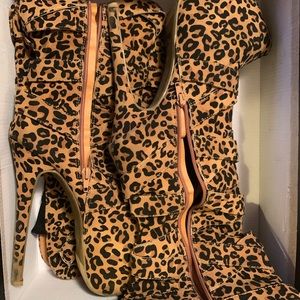 Leopard Thigh high boots